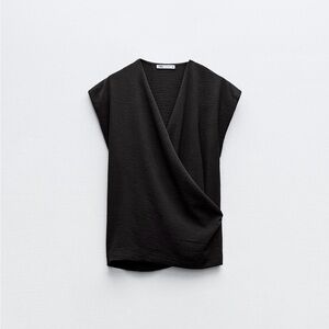 Zara Black Draped Women's Blouse